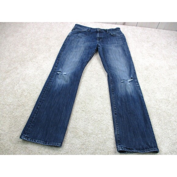 Mavi Jeans Mens 34 Blue Matt Relaxed Straight Leg Distressed Denim Casual 34x33 - Picture 2 of 14